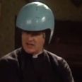 PIC: College American Football team honour Father Ted on their helmets