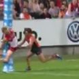 Video: Heavy hit sends AFL starlet flying into the post hard