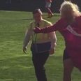VIDEO: Pitch invader dressed in pink dress interrupts Championship game to score