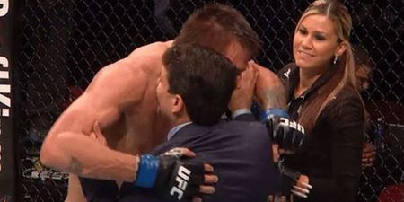GIF: UFC matchmaker caught on camera hilariously refusing hug from fighter