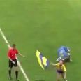 VIDEO: BATE Borisov skipper comes off second best in tackle against cheerleader