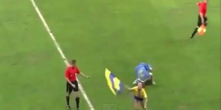 VIDEO: BATE Borisov skipper comes off second best in tackle against cheerleader