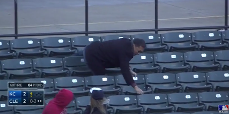 Video: This fan caught a baseball, but lost all of his dignity