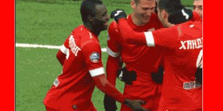 GIF: Ex-Arsenal man Emmanuel Frimpong spotted groping teammate during goal celebration
