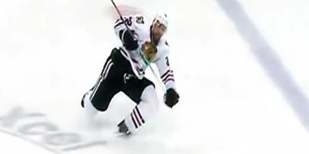 VINE: Ice hockey player suffers horrendous ankle injury with no-one within 10 feet of him