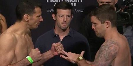 GIF: UFC fighter perfectly demonstrates how to defuse tension at the weigh-ins