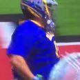 VIDEO: Big lacrosse goaltender runs the entire length of the field and scores