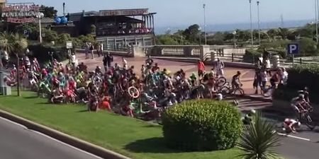 Video: Spectator cycles into Giro d’Italia peloton and causes massive crash