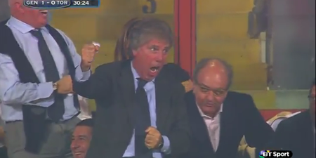 Video: Genoa’s president goes absolutely nuts celebrating a disallowed goal