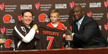 PICS: Tissues at the ready as Cleveland Browns sign ill 9-year-old boy to one day contract