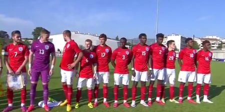 VIDEO: England U20s freeze when unexpected extra verse of National Anthem plays