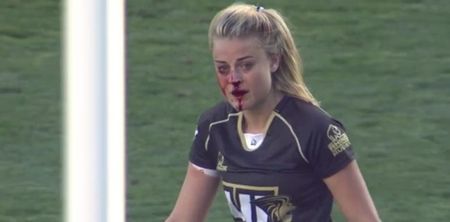 VIDEO: Female Sevens player gets nose obliterated but stays on to make huge hit