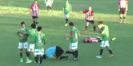 VIDEO: Ref gets knocked-out for yellow carding brother of Argentina international