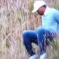 VINE: A sign of the times for poor Tiger Woods as he slips on his arse during the US Open