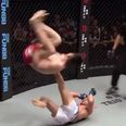 Video: MMA fighter destroys opponent with acrobatic flying stomp to the family jewels