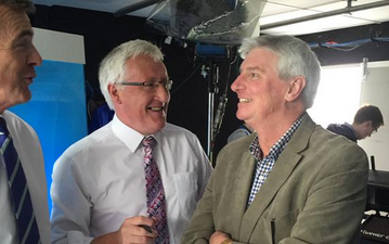 PIC: A beaming Michael Lyster made his return to The Sunday Game studio today