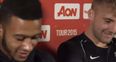WATCH: Memphis Depay and Luke Shaw get all bashful as bromance continues to blossom