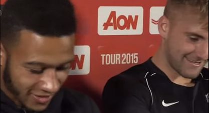 WATCH: Memphis Depay and Luke Shaw get all bashful as bromance continues to blossom