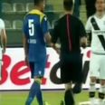 Video: Europa League qualifier abandoned after player gets struck on the head by stone