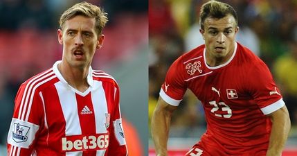 Peter Crouch responds to those comparing his legs with the massive calves of Xherdan Shaqiri