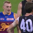 VIDEO: AFL player is cruelly blanked by ex team mate after handing his old club a beating