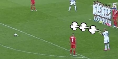 Israel defender uses the power of mind-control to jinx a Gareth Bale free-kick