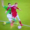 Video: Chris Baird receives unusual but deserved double yellow card for Northern Ireland