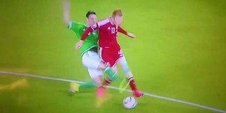 Video: Chris Baird receives unusual but deserved double yellow card for Northern Ireland