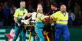 Jack Grealish and Nathaniel Clyne offer support to injured Luke Shaw