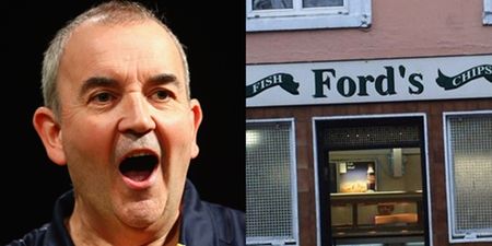 Phil ‘The Power’ Taylor was a popular visitor to the most famous chipper in Limerick last night