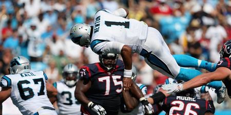 WATCH: Cam Newton defies gravity, logic and sense to score somersault touchdown