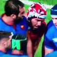 VIDEO: Canada’s Jamie Cudmore acting a cheeky little rascal and sneaking into the French huddle