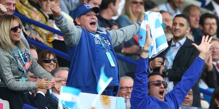 VIDEO: Diego Maradona on hand to celebrate with Argentina as they beat Tonga
