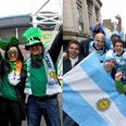 Classy Irish rugby fan with nice touch of sportsmanship to Argentina fans after World Cup loss