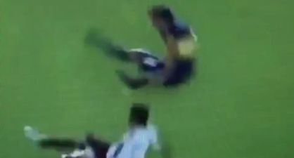 VIDEO: Carlos Tevez sent into orbit by the type of challenge that could earn a jail sentence