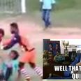 VIDEO: When handbags turn into the most shocking bit of violence you’ll see on a football pitch