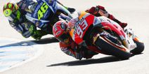 Video: MotoGP legend Valentino Rossi punished for kicking rival Marc Marquez off his bike at high speed
