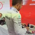 Watch: P***** off Nico Rosberg throws cap at Lewis Hamilton after rival wins world title