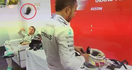 Watch: P***** off Nico Rosberg throws cap at Lewis Hamilton after rival wins world title