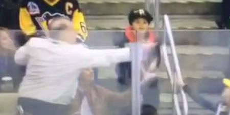 VIDEO: We are not one bit happy with this Penguins fan who stole a puck from a little kid