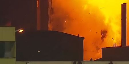 Video: Romanian football match interrupted by enormous factory explosion