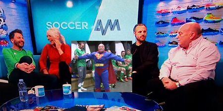 VIDEO: Ireland’s Superman lights up Soccer AM and talks about changing in a phone box