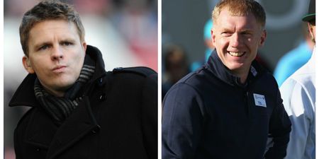 PIC: A distracted Paul Scholes clearly can’t be arsed engaging in banter with Jake Humphrey