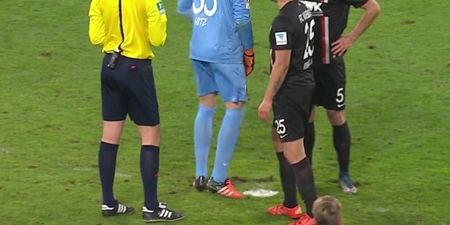 VIDEO: Sneaky Swiss goalkeeper digs trench to destroy penalty spot under nose of referee