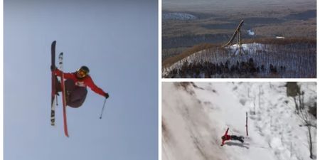 VIDEO: Ballsy skier narrowly avoids disaster when 364ft jump goes badly wrong