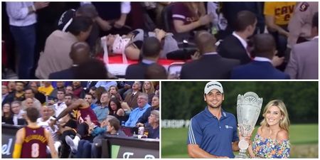 VIDEO: LeBron James teaches Jason Day’s wife the harsh, painful reality of sitting courtside