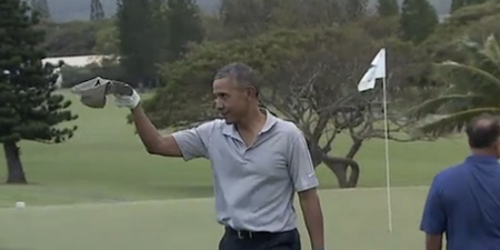 VIDEO: Just Barack Obama sinking a 40-foot chip shot