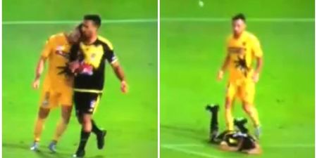 Watch: Irish striker only receives a yellow card for retaliation headbutt