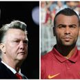 Louis van Gaal playfully slaps a journalist when asked about a move for Ashley Cole