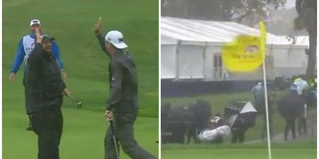 VIDEO: Is this the most wind-assisted golf putt ever at the storm-swept Farmers Insurance Open?